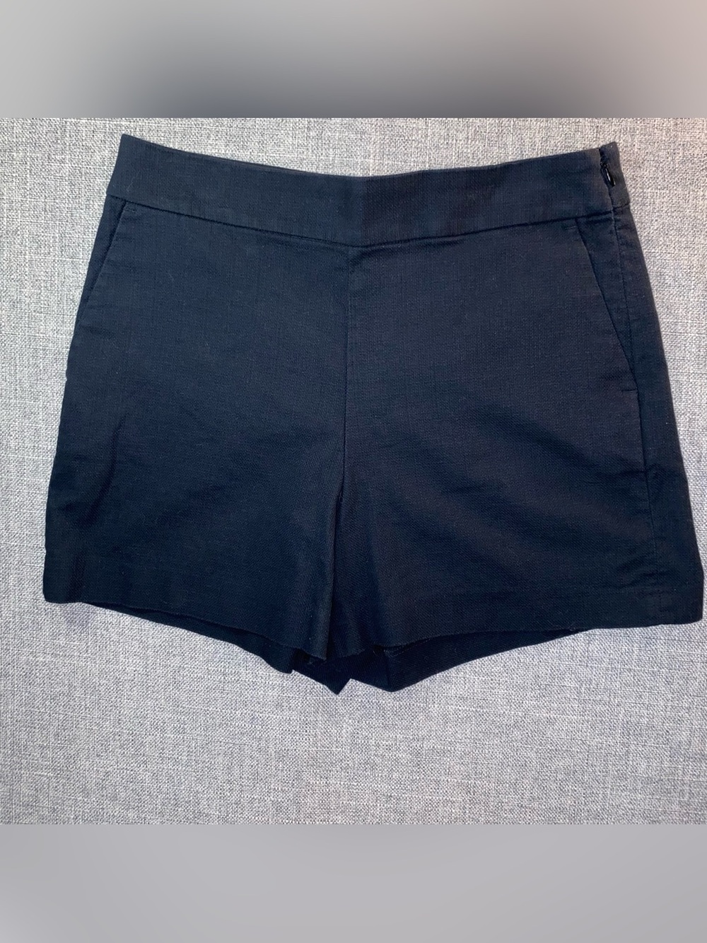 J. Crew Factory Women's Black Flat Front Chino Shorts Classic Fit Cotton Size 8